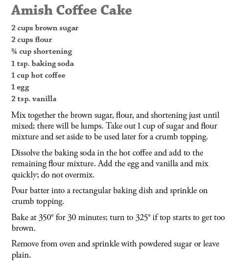 Amish Coffee Cake Recipe - Homestyle Amish Kitchen Cookbook